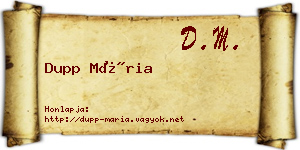 Dupp Mária névjegykártya